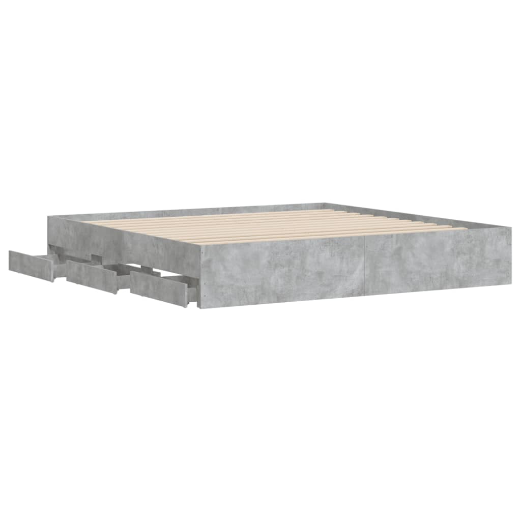 Bed Frame with Drawers without Mattress Concrete Grey 160x200 cm