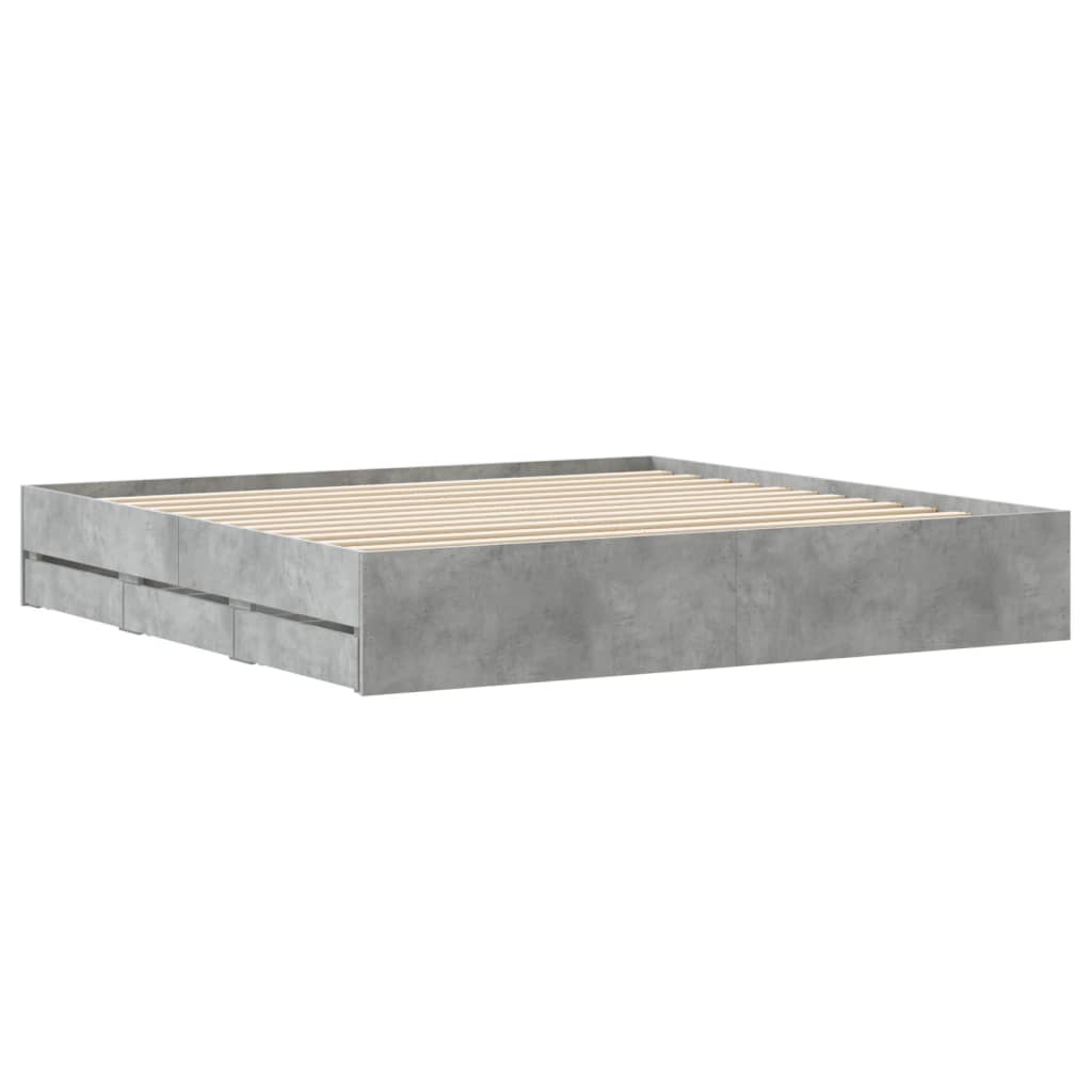 Bed Frame with Drawers without Mattress Concrete Grey 160x200 cm