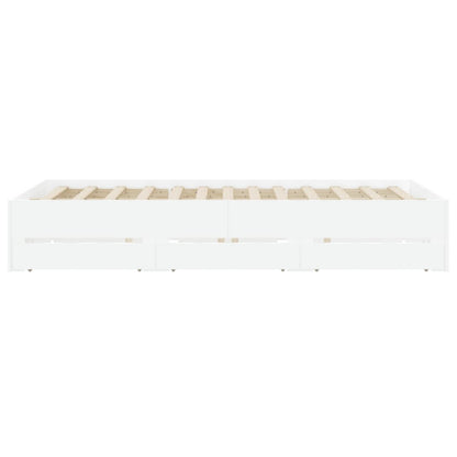 Bed Frame with Drawers without Mattress White 150x200 cm King Size