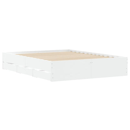 Bed Frame with Drawers without Mattress White 150x200 cm King Size