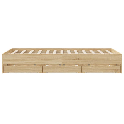 Bed Frame with Drawers Sonoma Oak 150x200 cm King Size Engineered Wood