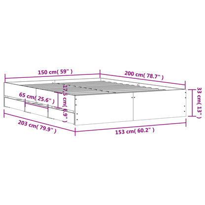 Bed Frame with Drawers Sonoma Oak 150x200 cm King Size Engineered Wood