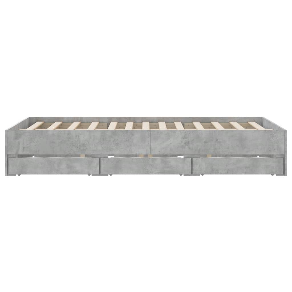 Bed Frame with Drawers Concrete Grey 150x200 cm King Size Engineered Wood