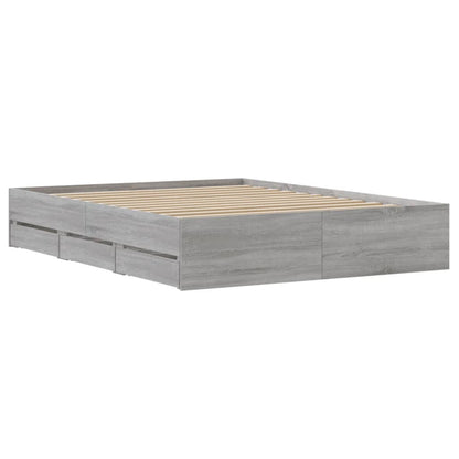 Bed Frame with Drawers without Mattress Grey Sonoma 150x200 cm King Size