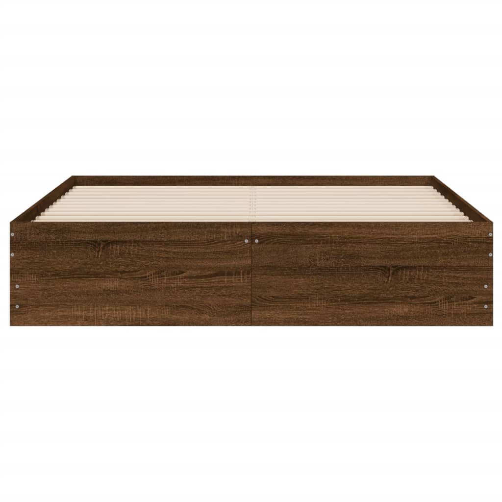 Bed Frame with Drawers without Mattress Brown Oak 150x200 cm King Size