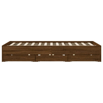 Bed Frame with Drawers without Mattress Brown Oak 150x200 cm King Size