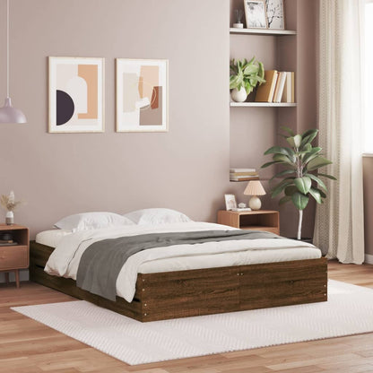 Bed Frame with Drawers without Mattress Brown Oak 150x200 cm King Size