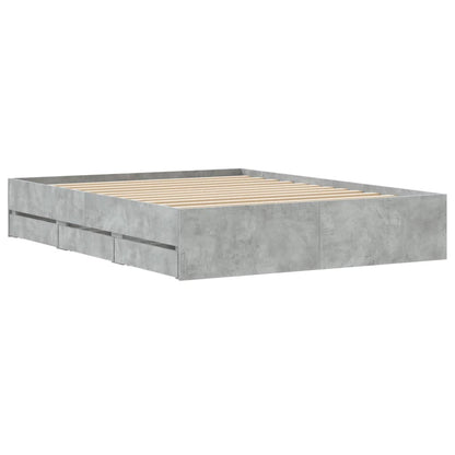 Bed Frame with Drawers Concrete Grey 140x200 cm Engineered Wood