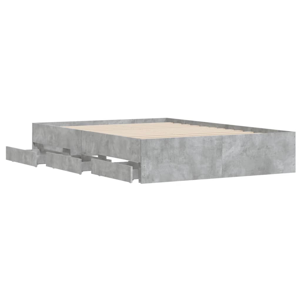 Bed Frame with Drawers Concrete Grey 120x200 cm Engineered Wood