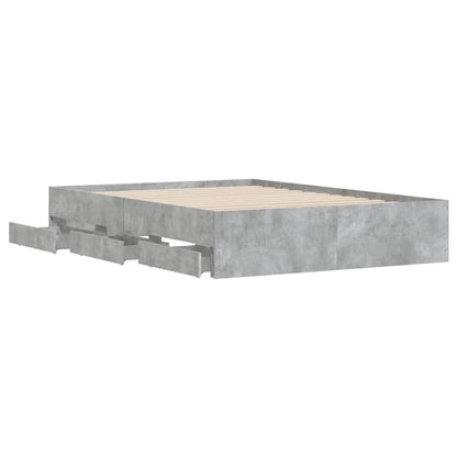 Bed Frame with Drawers Concrete Grey 120x200 cm Engineered Wood