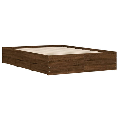 Bed Frame with Drawers without Mattress Brown Oak 120x200 cm