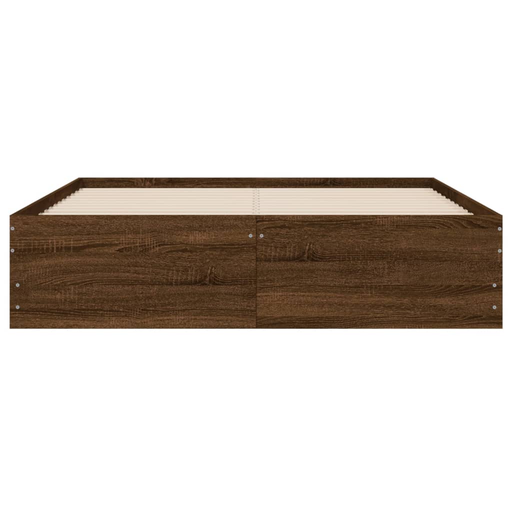 Bed Frame with Drawers without Mattress Brown Oak 120x200 cm