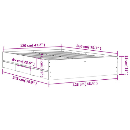 Bed Frame with Drawers without Mattress Brown Oak 120x200 cm