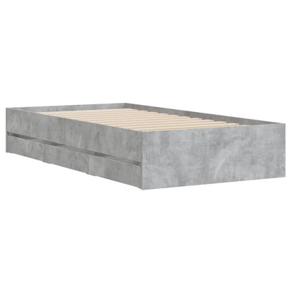 Bed Frame with Drawers without Mattress Concrete Grey 100x200 cm