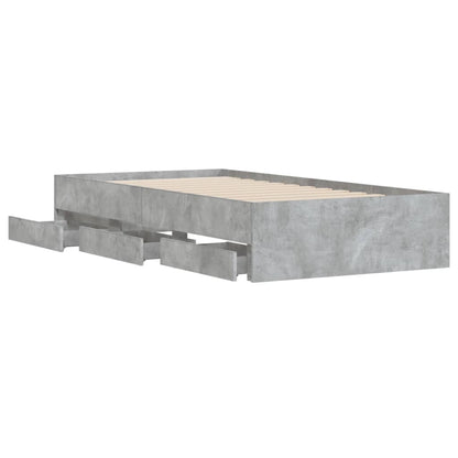 Bed Frame with Drawers without Mattress Concrete Grey 100x200 cm