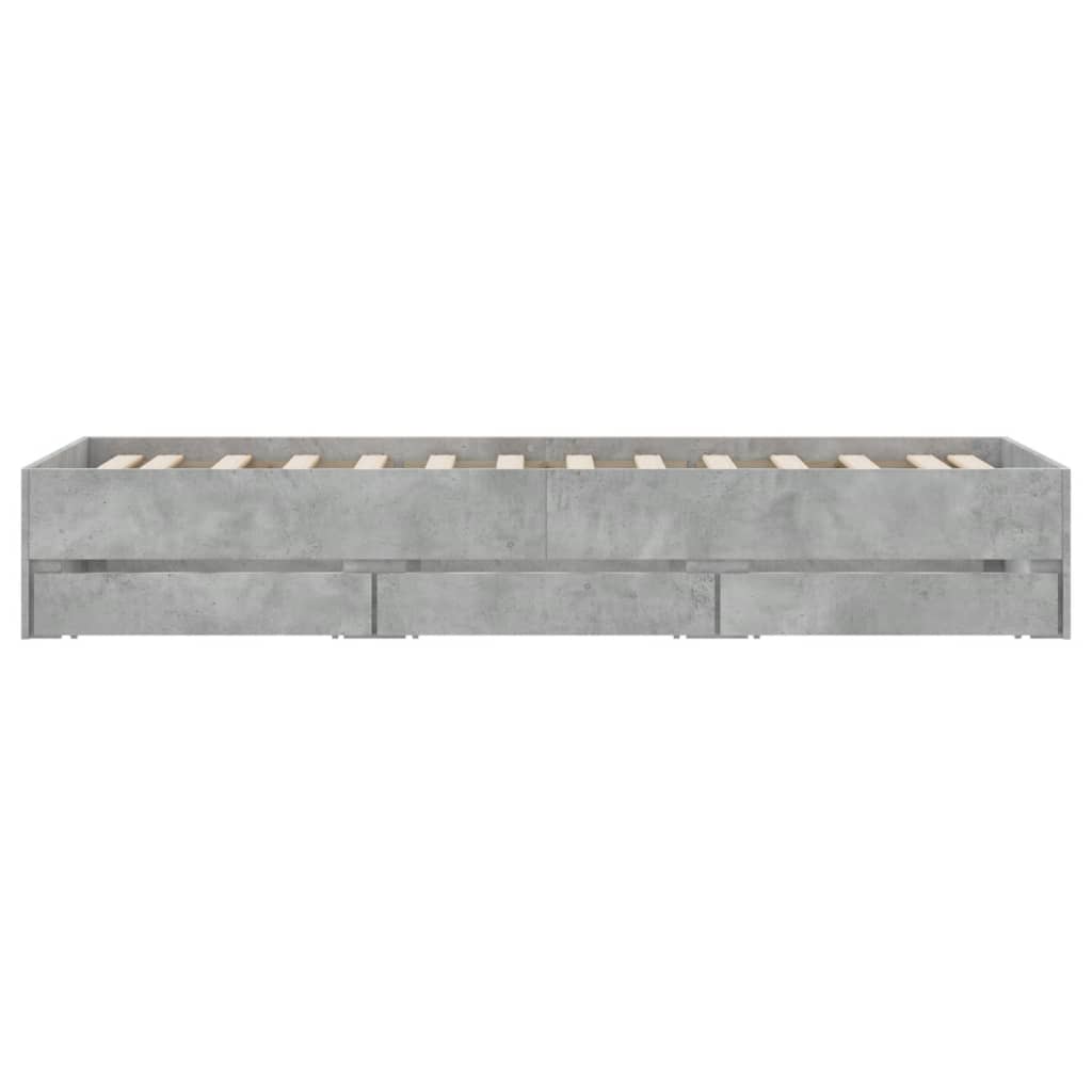 Bed Frame with Drawers without Mattress Concrete Grey 100x200 cm