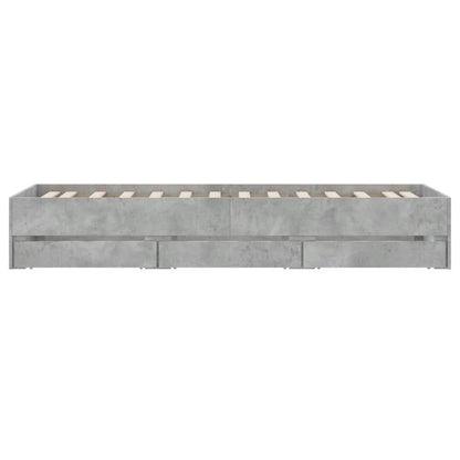 Bed Frame with Drawers without Mattress Concrete Grey 100x200 cm