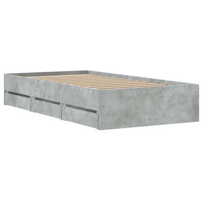 Bed Frame with Drawers without Mattress Concrete Grey 100x200 cm