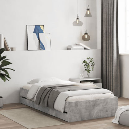 Bed Frame with Drawers without Mattress Concrete Grey 100x200 cm