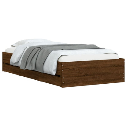 Bed Frame with Drawers without Mattress Brown Oak 100x200 cm