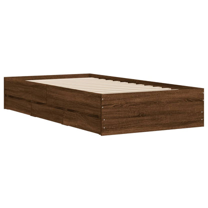 Bed Frame with Drawers without Mattress Brown Oak 100x200 cm