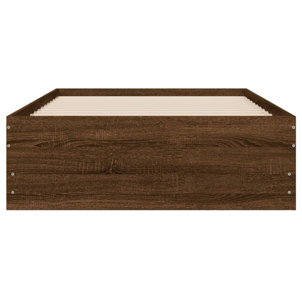 Bed Frame with Drawers without Mattress Brown Oak 100x200 cm