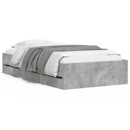 Bed Frame with Drawers Concrete Grey 90x200 cm Engineered Wood