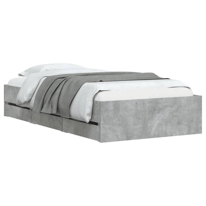 Bed Frame with Drawers Concrete Grey 90x200 cm Engineered Wood