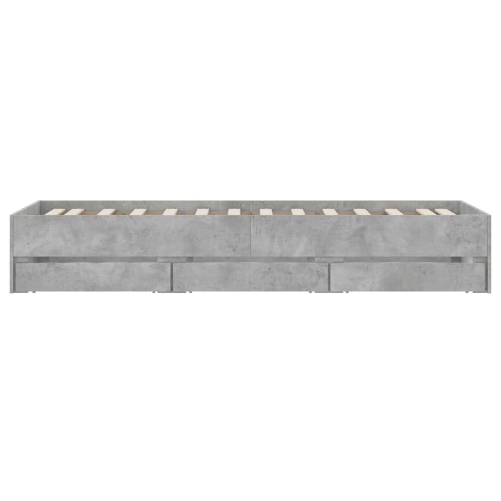 Bed Frame with Drawers Concrete Grey 90x200 cm Engineered Wood