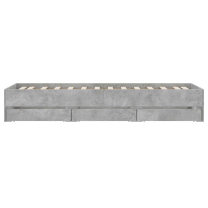 Bed Frame with Drawers Concrete Grey 90x200 cm Engineered Wood