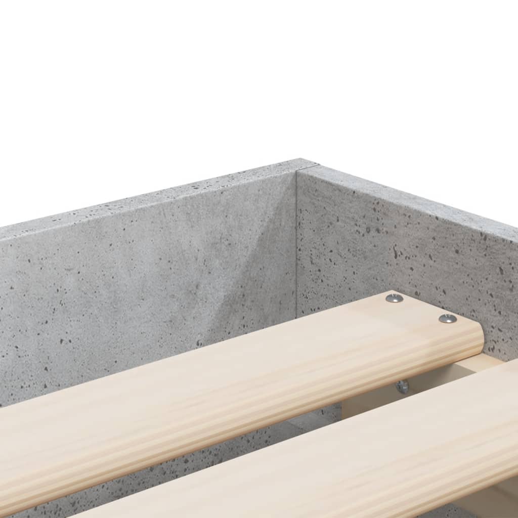 Bed Frame with Drawers Concrete Grey 90x200 cm Engineered Wood