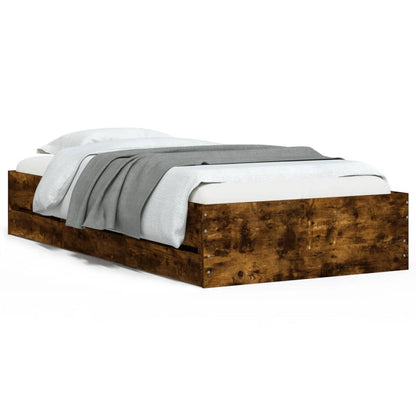 Bed Frame with Drawers without Mattress Smoked Oak 90x200 cm