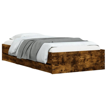 Bed Frame with Drawers without Mattress Smoked Oak 90x200 cm