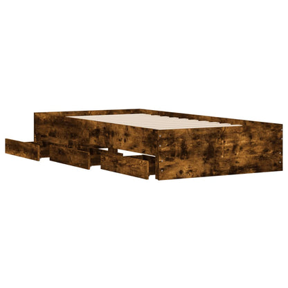 Bed Frame with Drawers without Mattress Smoked Oak 90x200 cm