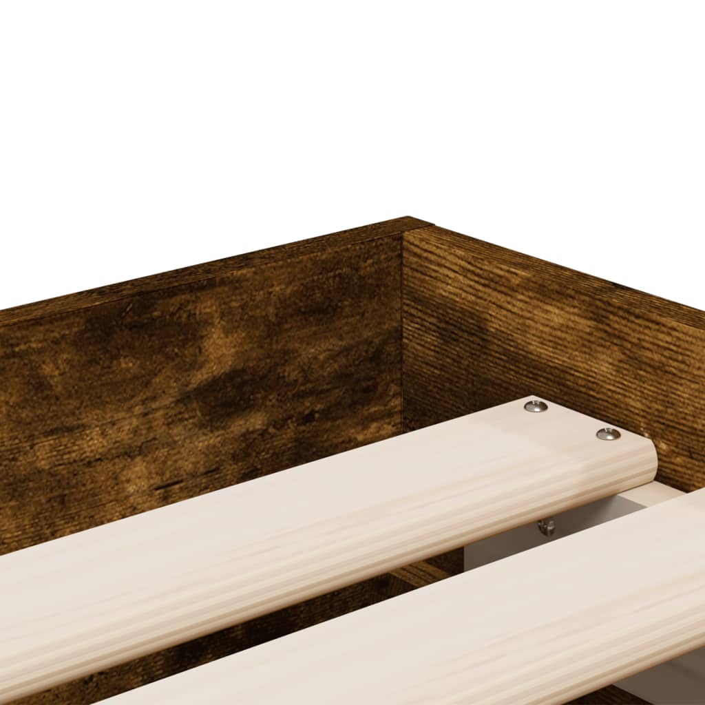 Bed Frame with Drawers without Mattress Smoked Oak 90x200 cm