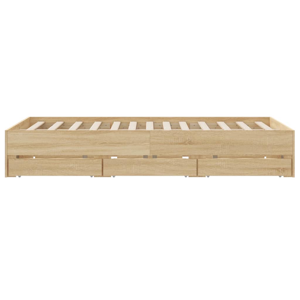 Bed Frame with Drawers without Mattress Sonoma Oak 140x190 cm