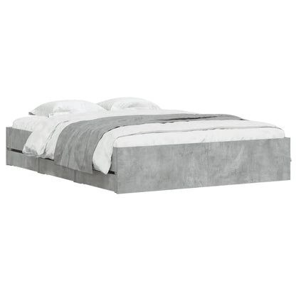 Bed Frame with Drawers without Mattress Concrete Grey 140x190 cm