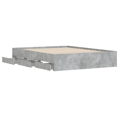 Bed Frame with Drawers without Mattress Concrete Grey 140x190 cm