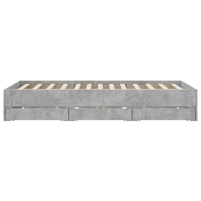 Bed Frame with Drawers without Mattress Concrete Grey 140x190 cm