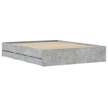 Bed Frame with Drawers without Mattress Concrete Grey 140x190 cm