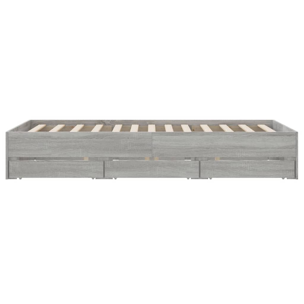 Bed Frame with Drawers Grey Sonoma 135x190 cm Double Engineered Wood