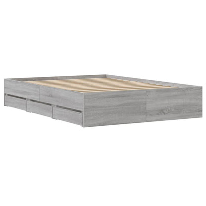 Bed Frame with Drawers Grey Sonoma 135x190 cm Double Engineered Wood