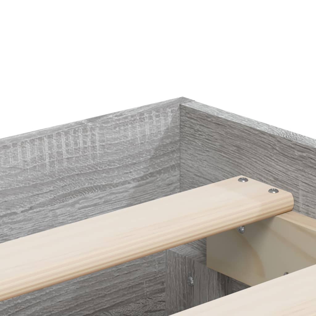 Bed Frame with Drawers Grey Sonoma 135x190 cm Double Engineered Wood