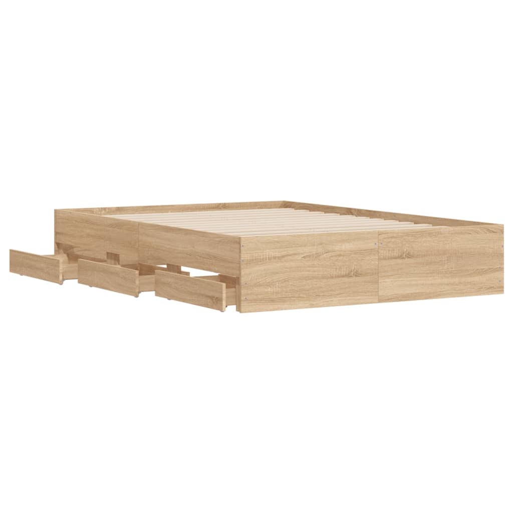 Bed Frame with Drawers without Mattress Sonoma Oak 120x190 cm Small Double