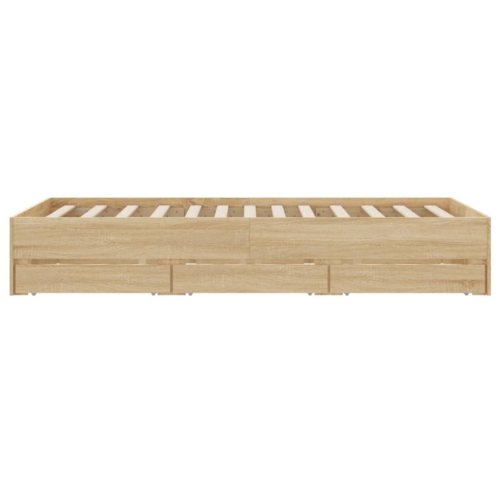 Bed Frame with Drawers without Mattress Sonoma Oak 120x190 cm Small Double