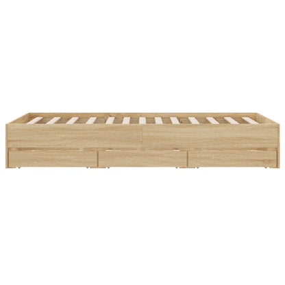 Bed Frame with Drawers without Mattress Sonoma Oak 120x190 cm Small Double