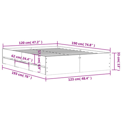 Bed Frame with Drawers without Mattress Sonoma Oak 120x190 cm Small Double