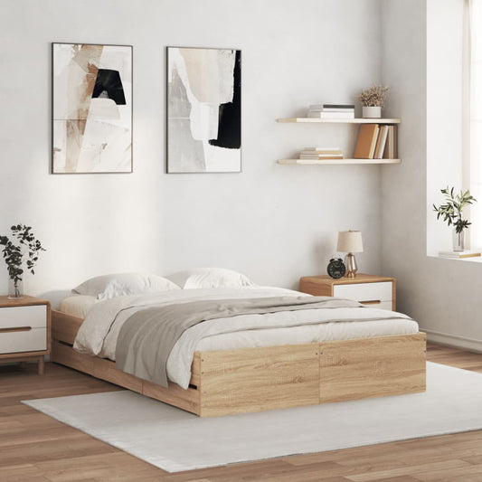 Bed Frame with Drawers without Mattress Sonoma Oak 120x190 cm Small Double