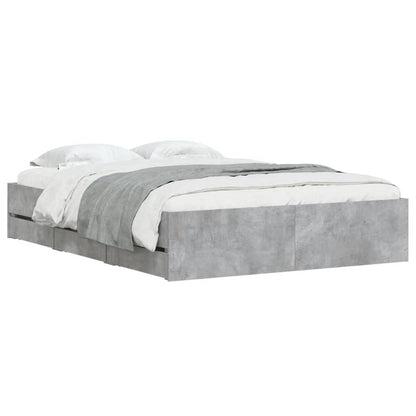 Bed Frame with Drawers without Mattress Concrete Grey 120x190 cm Small Double