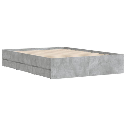 Bed Frame with Drawers without Mattress Concrete Grey 120x190 cm Small Double